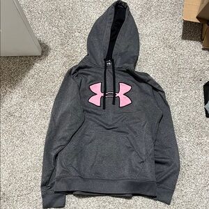 Under Armour Charcoal Hoodie with Pink Emblem